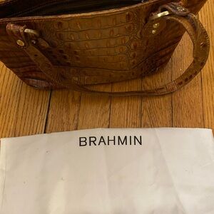 Brahmin Brown Croc-Embossed Tote